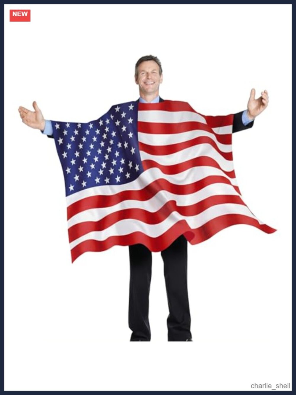 American Flag Cape Wearable USA Costume One Size Fits Most